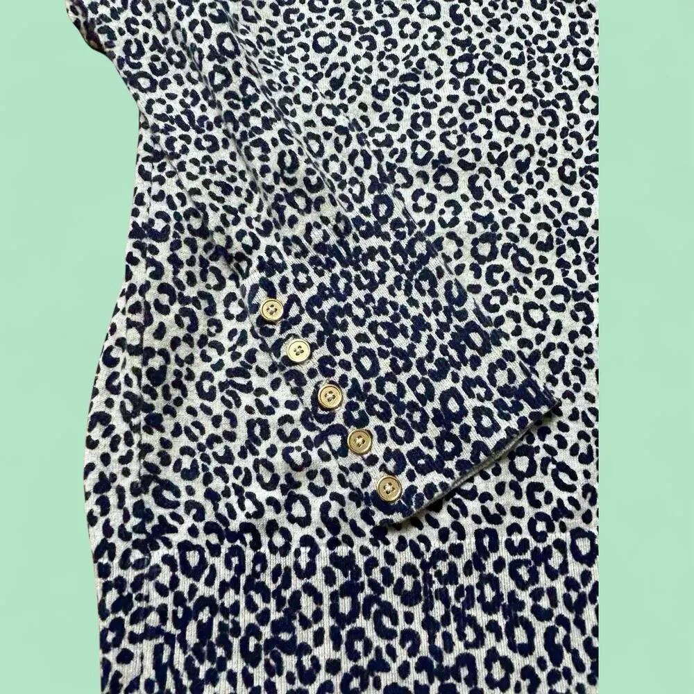 Boden Grey/Navy Animal Print Cotton Blend Long‎ Sleeve Jumper Size M